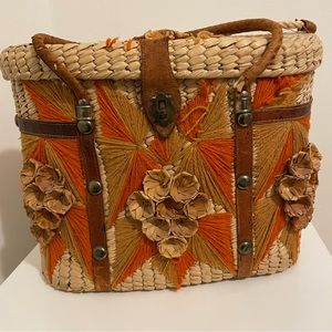 Vintage Wicker & Suede Basket Purse